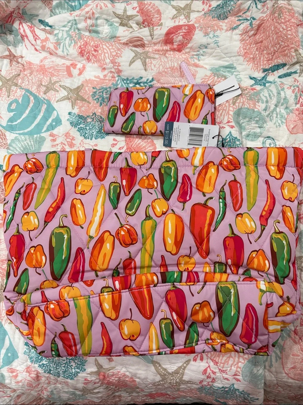 Vera Bradley spice it up small east west tote and matching essential wallet